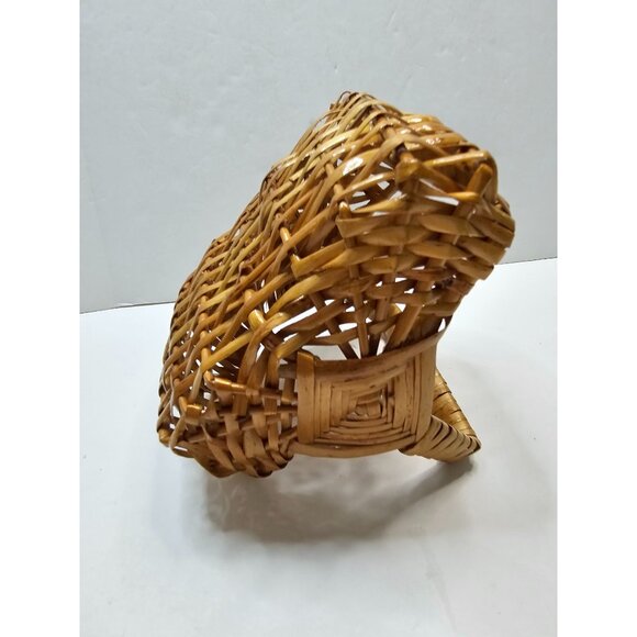 Tiny Small Handwoven Bamboo Basket With Handle 3.5x5" Rectangle - Picture 7 of 7